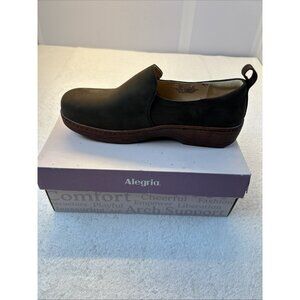 Alegria Orygin Wood Grain Leather Slip On Clog Brown Women SZ 11 New in Box